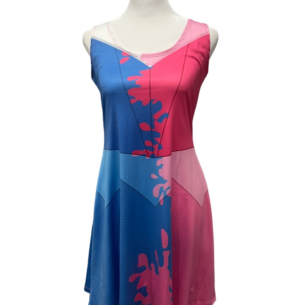 Disney Aurora Sleeping Beauty Pink Blue Sleeveless Skater Dress Size M